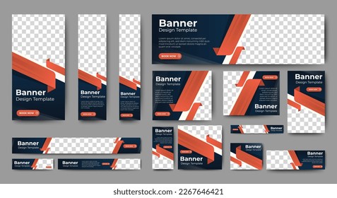 set of creative web banners of standard size with a place for photos. Vertical, horizontal and square template. vector illustration	