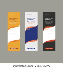 set of creative web banners of standard size with a place for photos. White, Orange, Yellow. Business ad banner. Vertical and horizontal Templates