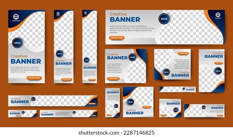 set of creative web banners of standard size with a place for photos. Vertical, horizontal and square template. vector illustration