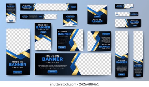 set of creative web banners of standard size with a place for photos. Vertical, horizontal and square template. vector 