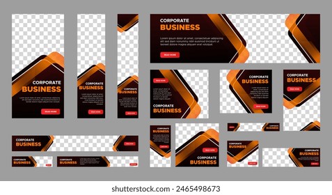 set of creative web banners of standard size with a place for photos. Vertical, horizontal and square template