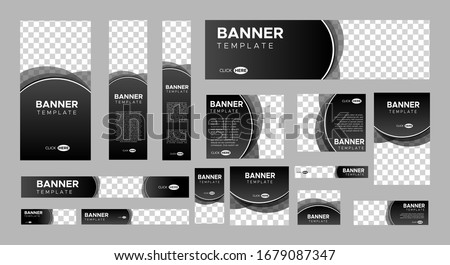 set of creative web banners of standard size with a place for photos. Business ad banner. Vertical, horizontal and square template. vector illustration EPS 10