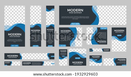 set of creative web banners of standard size with a place for photos. Vertical, horizontal and square template. vector illustration