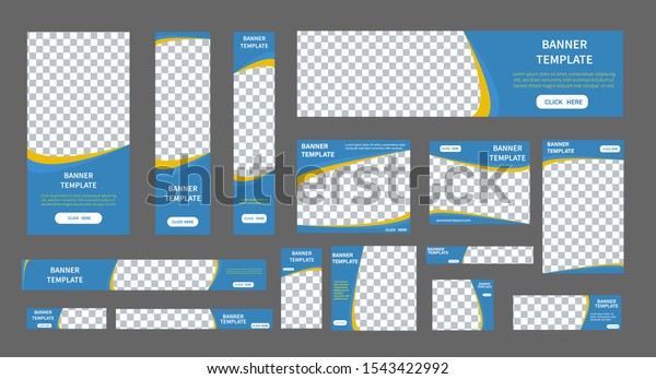 set of creative web banners of\
standard size with a place for photos. \
\
Business ad banner.\
Vertical, horizontal and square template. vector illustration EPS\
10