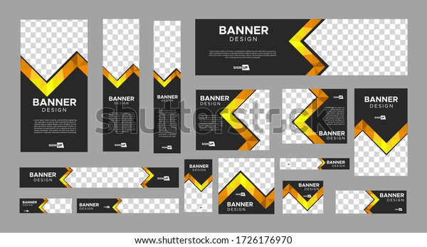 set of creative web banners of standard size
with a place for photos. Vertical, horizontal and square template.
vector illustration