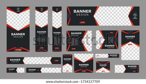 set of creative web banners of standard size with a\
place for photos. Vertical, horizontal and square template. vector\
illustration EPS 10	