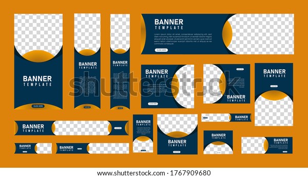 set of creative web banners of standard size
with a place for photos. Vertical, horizontal and square template.
vector illustration