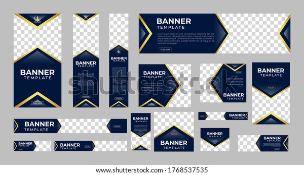 set of creative web\
banners of standard size with a place for photos. Business ad\
banner. Vertical, horizontal and square template. vector\
illustration EPS 10	\
\
