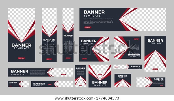set of creative web banners of standard size with a\
place for photos. Vertical, horizontal and square template. vector\
illustration EPS 10