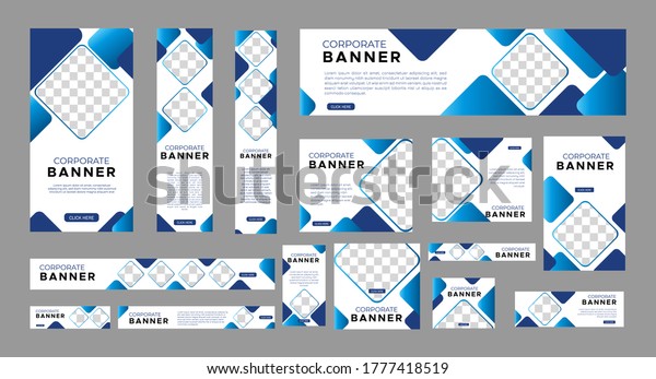 set of creative web banners of standard\
size with a place for photos. Vertical, horizontal and square\
template. vector\
illustration\
\
