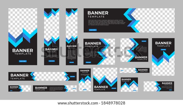 set of creative web banners of standard size with a
place for photos. Vertical, horizontal and square template. vector
illustration EPS 10
