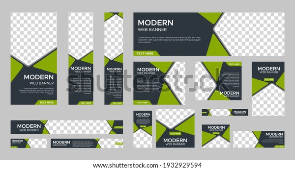 set of creative web banners of standard size\
with a place for photos. Vertical, horizontal and square template.\
vector illustration