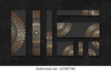 Conjunto de banners web creativos. Elementos decorativos de época. banner de referencia de trabajo a mano. plantilla vertical y horizontal. ilustración vectorial eps 10