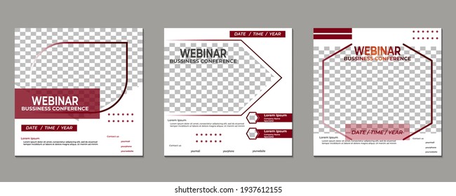 Set of creative webinar social media post templates for concept design. Suitable for online marketing promotion banner, webinar, seminar, flyer, ads, etc.