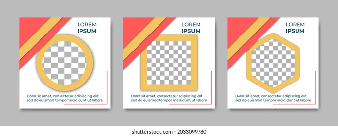 Conjunto de plantillas creativas de publicaciones en redes sociales de seminarios web con diseño de concepto de elemento de forma geométrica. Adecuado para banner de promoción de marketing en línea, webinar, seminario, volante, anuncios, etc.