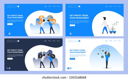 Set of creative website template concepts for website and mobile apps design and development, business apps, marketing, social media apps, investment and project management. 