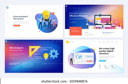 Conjunto de designs criativos de modelo de site. Conceitos de ilustração vetorial de design de páginas web para o desenvolvimento de sites e sites móveis. Fácil de editar e personalizar.