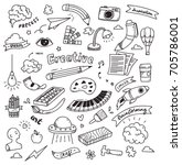 Set of creativity doodle isolated on white background