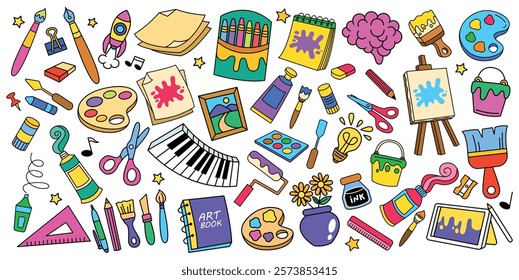 Set of creativity and painting element vector illustration