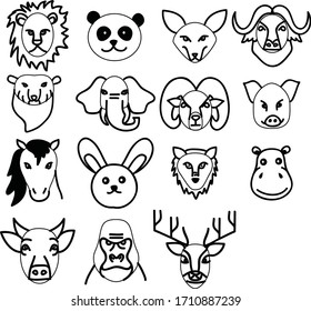 A Set of creature, zoo animal, mammals, insects, fish, bird and wildlife cartoon drawing and graphic image useful for doodle or illustration and poster