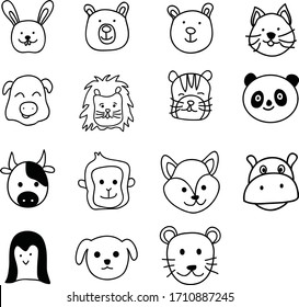 A Set of creature, zoo animal, mammals, insects, birds, fish and wildlife cartoon drawing and graphic image useful for doodle or illustration and poster