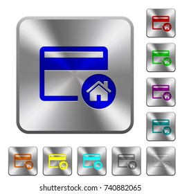 Set credit card as default engraved icons on rounded square glossy steel buttons