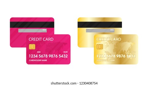 Set of credit card. flat vector