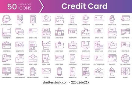 Set of credit card icons. Gradient style icon bundle. Vector Illustration