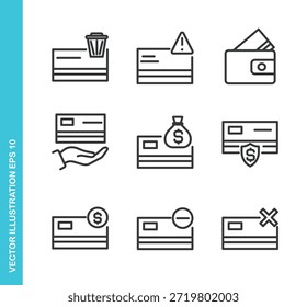 Conjunto de iconos de tarjeta de crédito. Colección de Elementos de símbolo de línea delgada