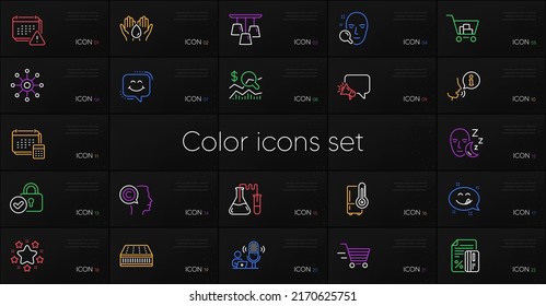 Set of Credit card, Notification and Writer line icons. Include Face search, Refrigerator, Stars icons. Multichannel, Check investment, Safe water web elements. Chemistry lab, Megaphone. Vector