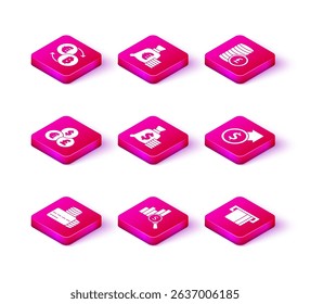 Set Credit card, Pie chart and dollar, Currency exchange, Money bag, inserted, Financial growth, Coin money with pound and euro symbol icon. Vector