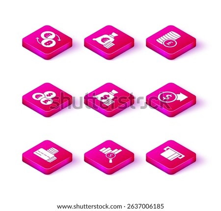 Set Credit card, Pie chart and dollar, Currency exchange, Money bag, inserted, Financial growth, Coin money with pound and euro symbol icon. Vector