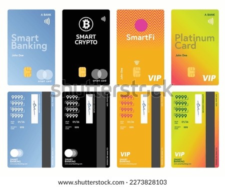 Set of credit card template ,Realistic credit card template isolated. Bank plastic credit card mockup with colorful abstract design. Vector illustration