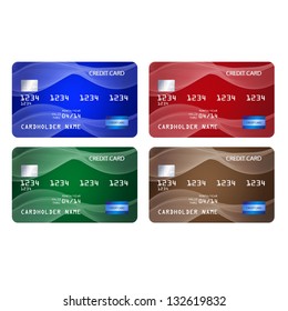 Set of credit cards in 4 different colors