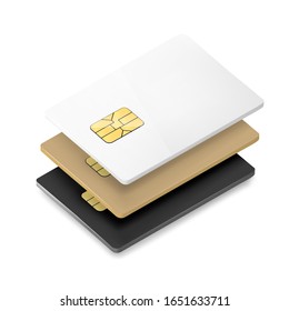 Set of credit cards isolated on white background. Vector illustration. Ready for use in your design. EPS10.	