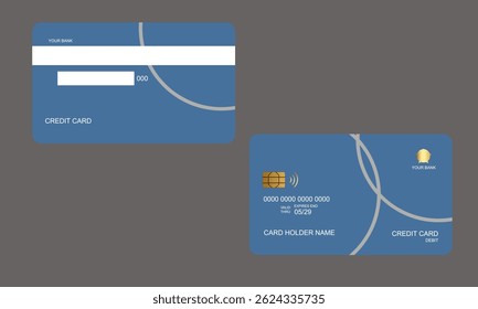 Set of Credit Cards Light Blue White Colors vector mockups isolated with gradient bakcground