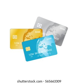 Set of credit cards - vector illustration. Payment flat concept.