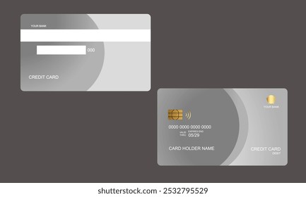 Set of Credit Cards White Colors. vector mockups isolated with gray color bakcground