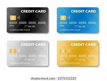 Set of Credit or Debit Card. Vector Illustration Isolated on White Background. 