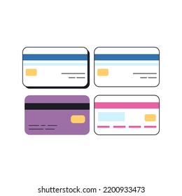 Set of credit payment cards. Vector, flat style. Design elements and illustrations.