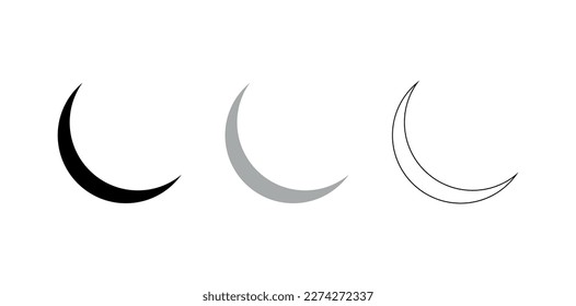 Set of crescent moon icon vector illustration.