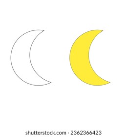 set of crescent moon icons in white and yellow with a white background