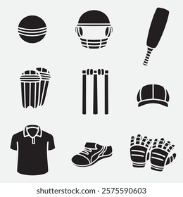 set of cricket good for icon, symbol, element design, silhouette design, etc