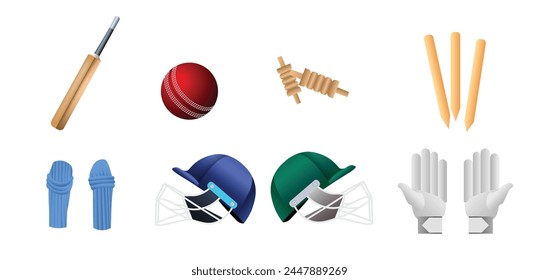 set of cricket kit vector illustration on white illustration