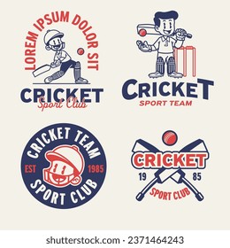Set of Cricket Logo Collection Vintage Retro