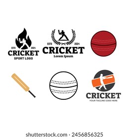 Conjunto de logotipo de cricket o signo de club de fútbol insignia.