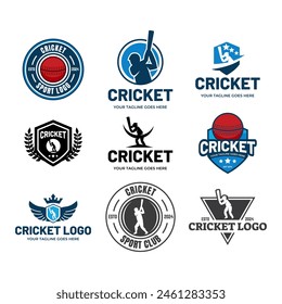 Set of Cricket Logo or football club sign Badge.