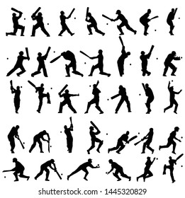 The set of cricket player silhouette,vector illustration design.