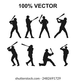 The set of cricket player silhouette,vector illustration logo design.