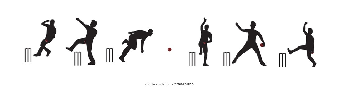 Set of Cricket Player  vector illustration